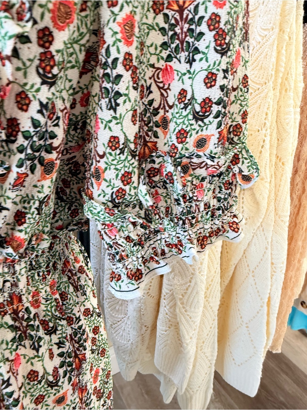 Max Studio Floral Tiered Maxi Dress in Cream, Red and Green - Picture 4 of 10